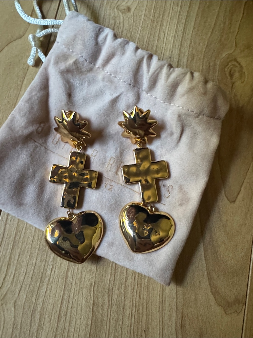 8 Other Reasons Gold Heart & Cross Drop Earrings